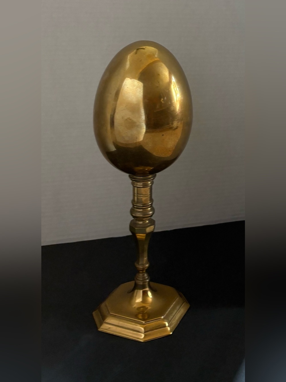 Mid Century Modern MCM Decor Large Brass Egg Vintage